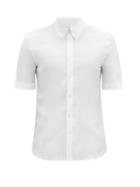 Matchesfashion.com Alexander Mcqueen - Short-sleeved Cotton-blend Poplin Shirt - Mens - White