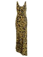 Matchesfashion.com Diane Von Furstenberg - Elsden Print Scoop Neck Silk Crepe Dress - Womens - Black Yellow