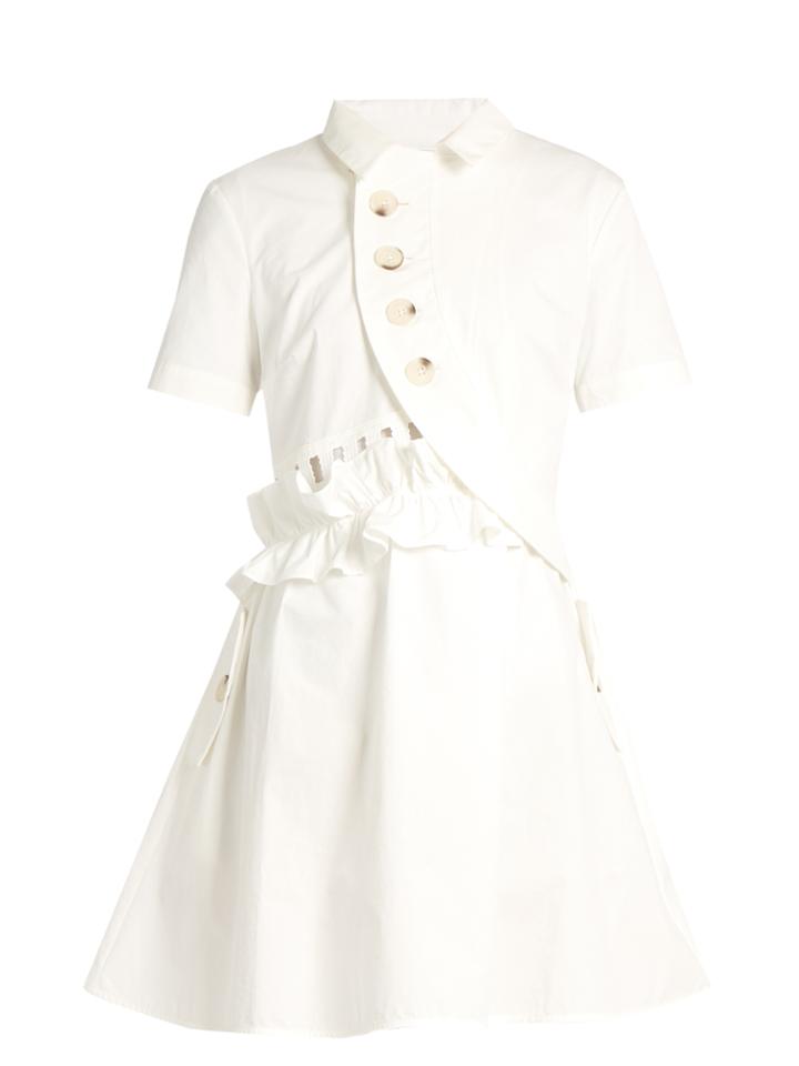Self-portrait Ruffled V-back Cotton-poplin Dress