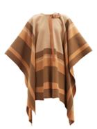 Matchesfashion.com Chlo - Leather-tab Striped Wool Cape - Womens - Light Brown