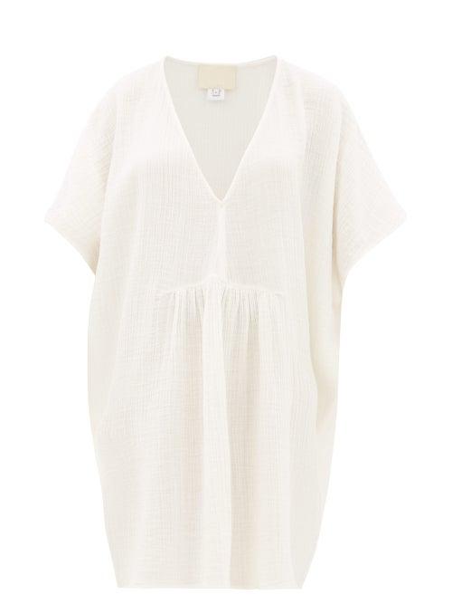 Matchesfashion.com Anaak - Rina V-neck Cotton Kaftan - Womens - Ivory