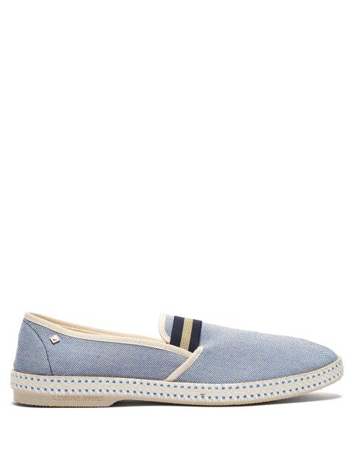 Matchesfashion.com Rivieras - College Canvas Loafers - Mens - Light Blue