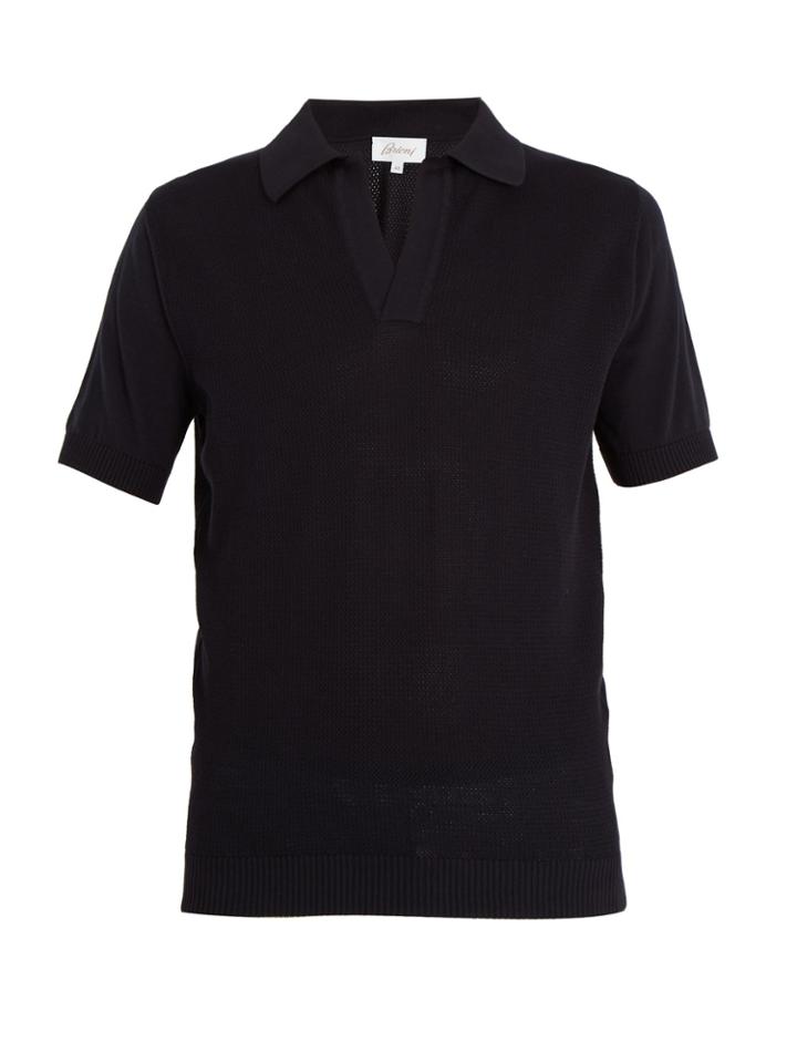Brioni Spread-collar Cotton Polo Shirt