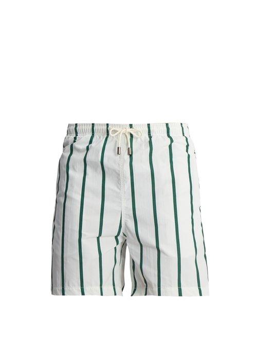 Matchesfashion.com Solid & Striped - Classic Striped Swim Shorts - Mens - Green Multi