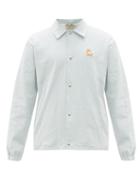 Matchesfashion.com Maison Kitsun - Chillax Fox-patch Cotton-blend Shirt Jacket - Mens - Light Blue