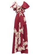 Matchesfashion.com Johanna Ortiz - Intensa Sutileza Fish Print Silk Maxi Dress - Womens - Red Multi