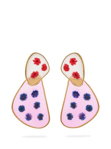 Peter Pilotto Double Face Frosted-glass Flower Earrings