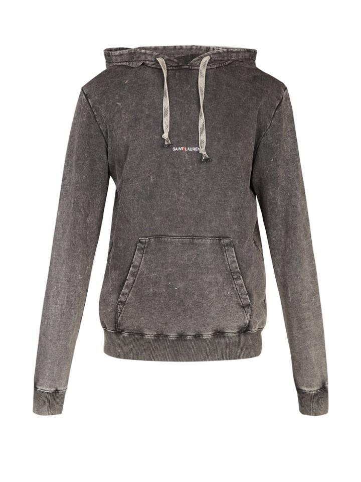 Saint Laurent Hooded Logo-print Cotton Sweatshirt