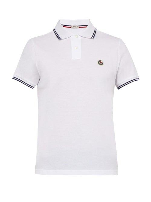 Matchesfashion.com Moncler - Maglia Tipped Cotton Piqu Polo Shirt - Mens - White