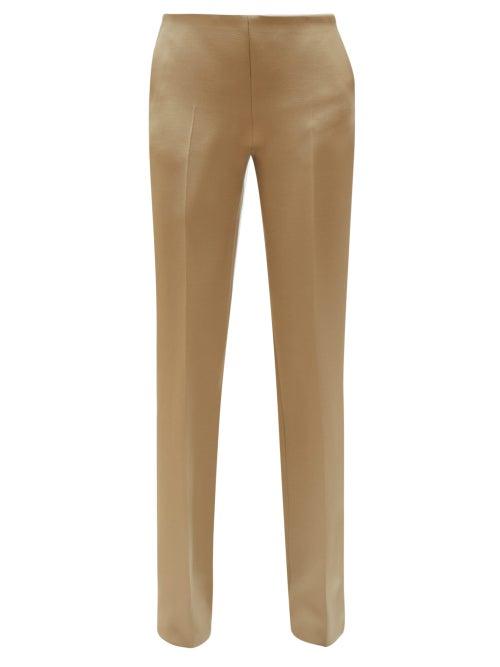 Matchesfashion.com The Row - Ladan Straight Leg Wool Blend Trousers - Womens - Beige