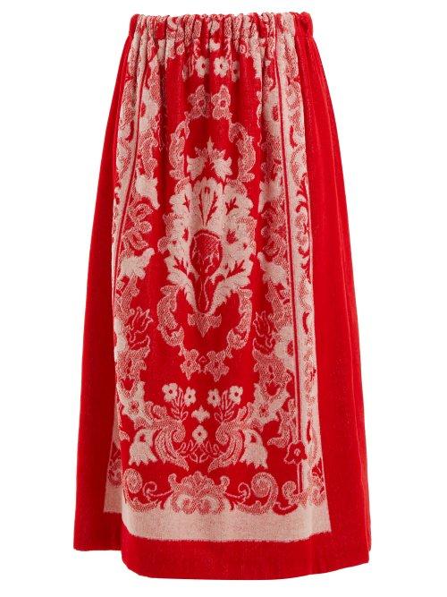 Matchesfashion.com Gucci - Floral Jacquard Terry Towelling Skirt - Womens - Red White