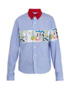 Prada Contrast-collar Striped Cotton Shirt