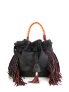 Sara Battaglia Jasmine Medium Fringed Leather Bucket Bag