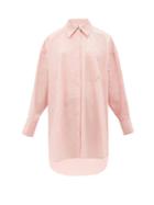 Matchesfashion.com Ssone X Ressone - Astrid Hand-embroidered Cotton-poplin Shirt - Womens - Rose