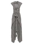Matchesfashion.com Proenza Schouler - Knotted Cut Out Checked Maxi Dress - Womens - Black White