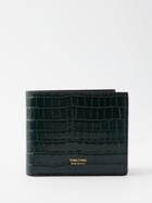 Tom Ford - Logo-print Croc-embossed Leather Bi-fold Wallet - Mens - Dark Green