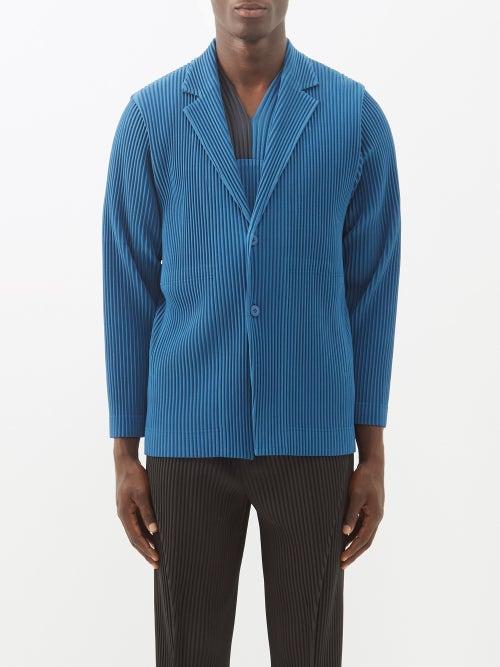Homme Pliss Issey Miyake - Single-breasted Technical-pleated Blazer - Mens - Blue