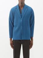 Homme Pliss Issey Miyake - Single-breasted Technical-pleated Blazer - Mens - Blue