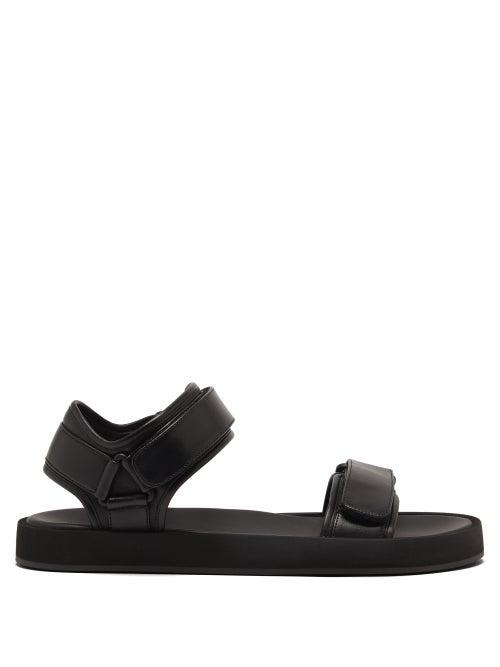Ladies Shoes The Row - Hook And Loop Nappa-leather Sandals - Womens - Black