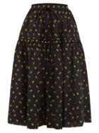 Matchesfashion.com Cecilie Bahnsen - Adea Floral Fil Coup Cotton Skirt - Womens - Black Yellow