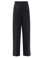 Matchesfashion.com Officine Gnrale - New Sophie Box Pleated Wool-fresco Trousers - Womens - Navy