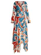 Matchesfashion.com Peter Pilotto - Floral Print Velvet Wrap Dress - Womens - Blue Print
