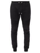 Matchesfashion.com Balmain - Ribbed-panel Cotton-blend Jersey Track Pants - Mens - Black