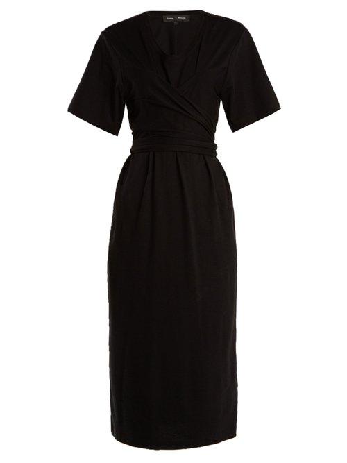 Matchesfashion.com Proenza Schouler - Wrap Style Cotton Jersey Dress - Womens - Black