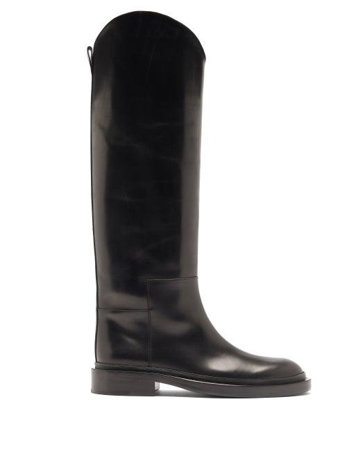 Ladies Shoes Jil Sander - Panelled Leather Knee-high Boots - Womens - Black