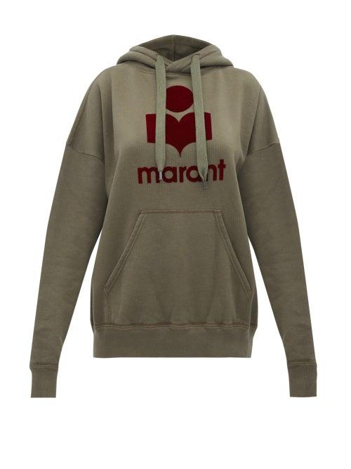 Matchesfashion.com Isabel Marant Toile - Mansel Flocked Logo Cotton Blend Sweatshirt - Womens - Khaki Multi