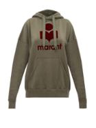 Matchesfashion.com Isabel Marant Toile - Mansel Flocked Logo Cotton Blend Sweatshirt - Womens - Khaki Multi
