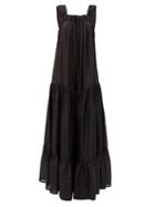 Matchesfashion.com Kalita - Asri Tiered Silk Maxi Dress - Womens - Black