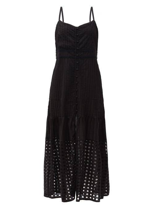 Matchesfashion.com Solid & Striped - The Tilda Pintuck-pleated Cotton-poplin Dress - Womens - Black