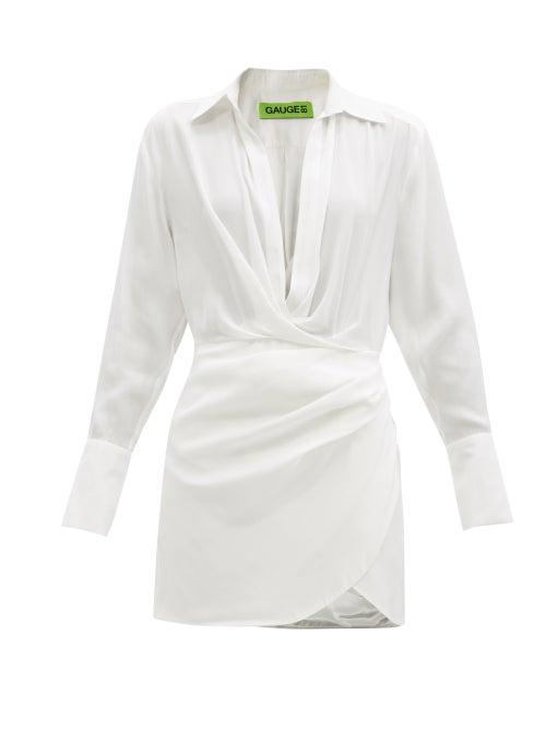 Matchesfashion.com Gauge81 - Naha Draped Silk Mini Dress - Womens - Ivory