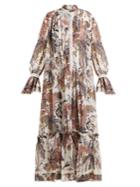 Etro Leaf-print Lace-trimmed Cotton-blend Dress