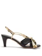 Matchesfashion.com Gucci - Dafne Metallic Bow Leather Sandals - Womens - Black Gold