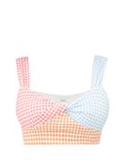Matchesfashion.com Marysia - Sagaponack Patchwork Gingham Bandeau Bikini Top - Womens - Multi