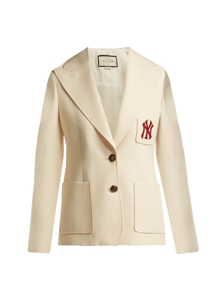 Gucci Ny Yankees-patch Single-breasted Wool-blend Blazer