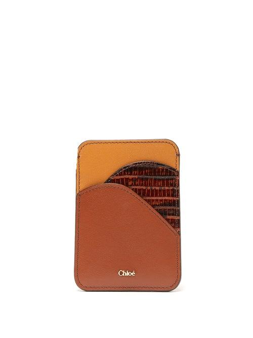 Matchesfashion.com Chlo - Walden Crocodile Embossed Leather Cardholder - Womens - Tan Multi