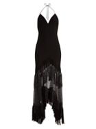 Matchesfashion.com Diane Von Furstenberg - V Neck Fringed Lace Gown - Womens - Black