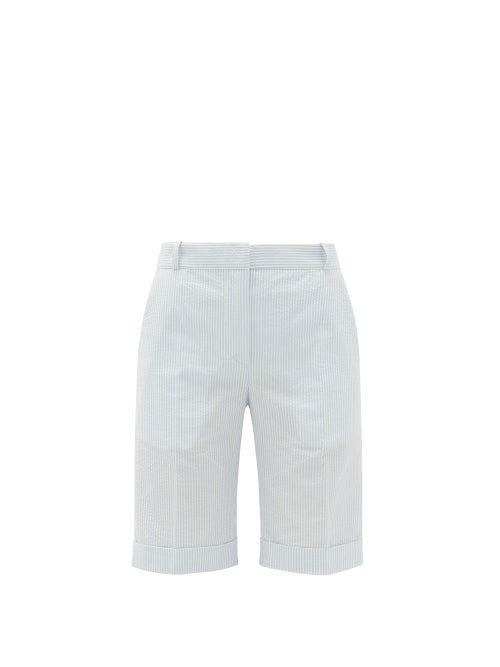 Matchesfashion.com Pallas Paris - Gianni Striped Cotton-seersucker Shorts - Womens - Blue White
