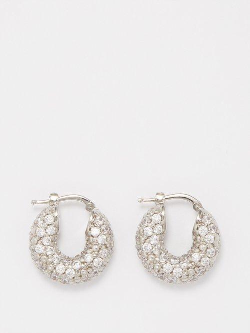 Jil Sander - Crystal-embellished Hoop Earrings - Womens - Crystal