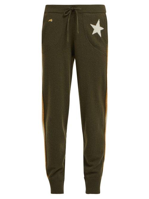 Matchesfashion.com Bella Freud - Billie Star Jacquard Cashmere Blend Track Pants - Womens - Khaki Multi