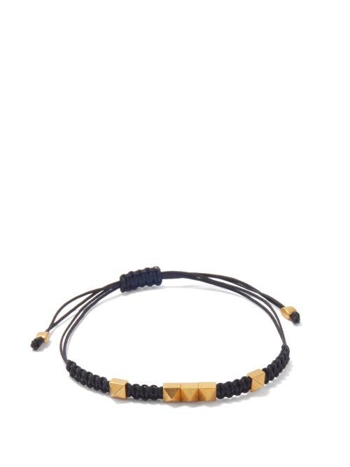 Valentino Garavani - Rockstud Knotted-cord Bracelet - Mens - Black