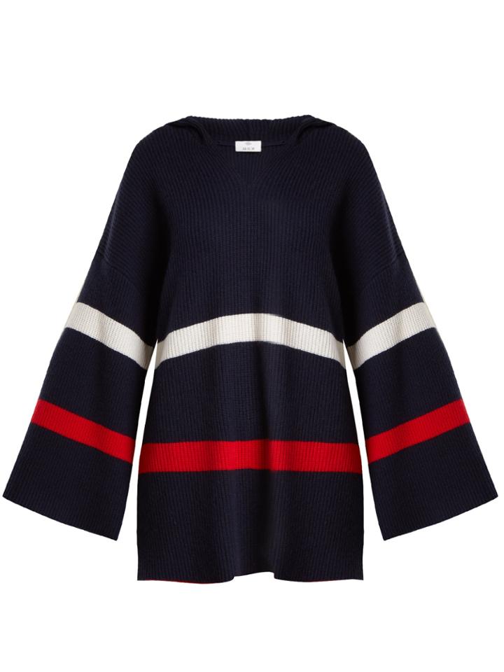 Allude Hooded Striped Cashmere Sweater