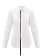 Matchesfashion.com No. 21 - Crystal Ribbon Cotton Poplin Shirt - Womens - White