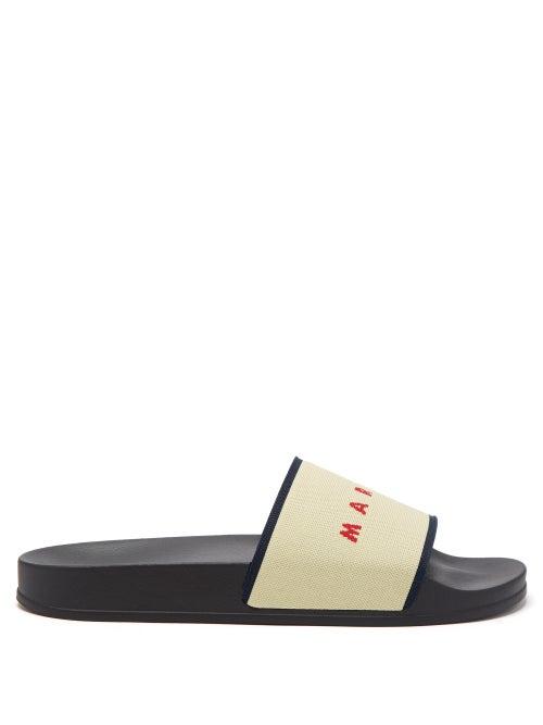 Marni - Logo-jacquard Canvas And Rubber Slides - Mens - Black Red