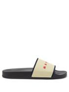 Marni - Logo-jacquard Canvas And Rubber Slides - Mens - Black Red