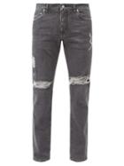 Matchesfashion.com Dolce & Gabbana - Distressed Cotton-blend Slim-leg Jeans - Mens - Grey