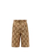 Gucci - Gg-jacquard Cotton-blend Canvas Shorts - Mens - Camel